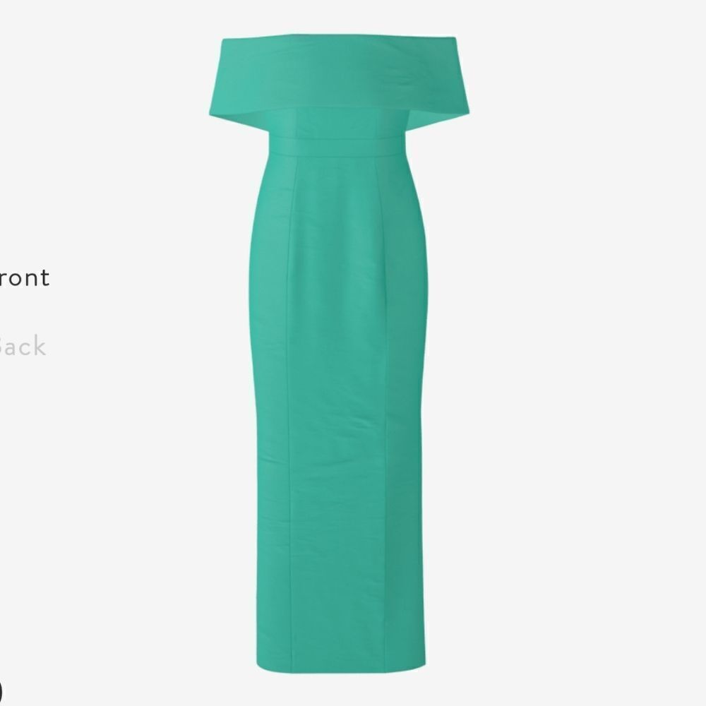 Fame & partners Teal Mint Off the shoulder Fitted gown dress NWT